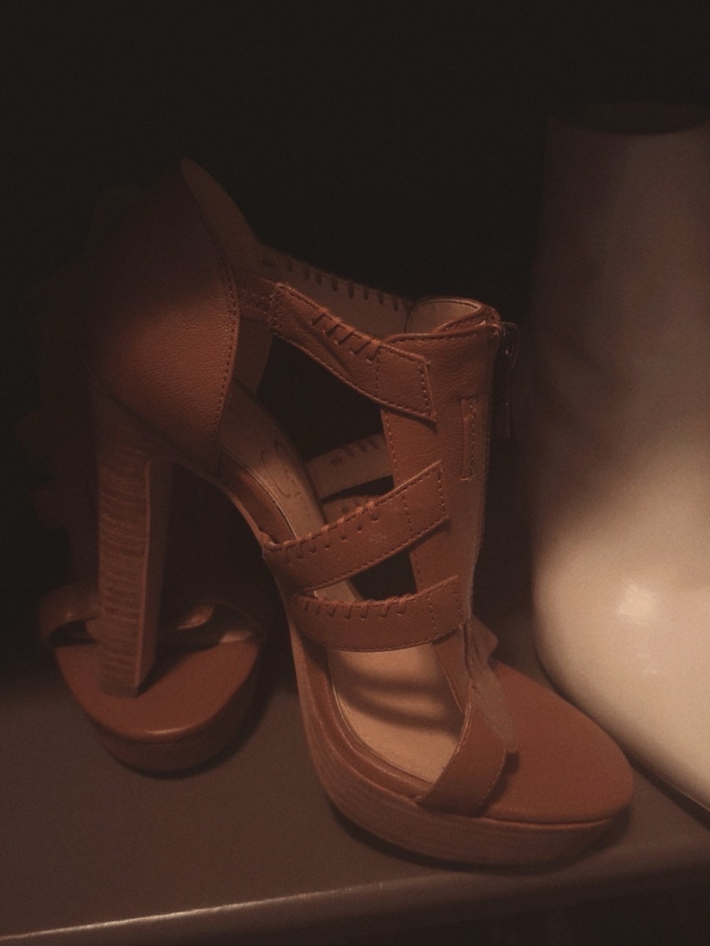 Jessica Simpson Tan Strappy Platform High Heels